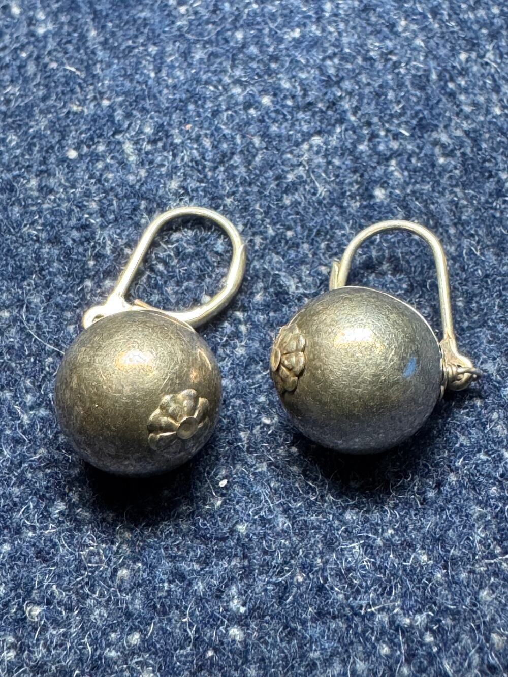 Sterling Silver Bench Bead Lever Back Earrings